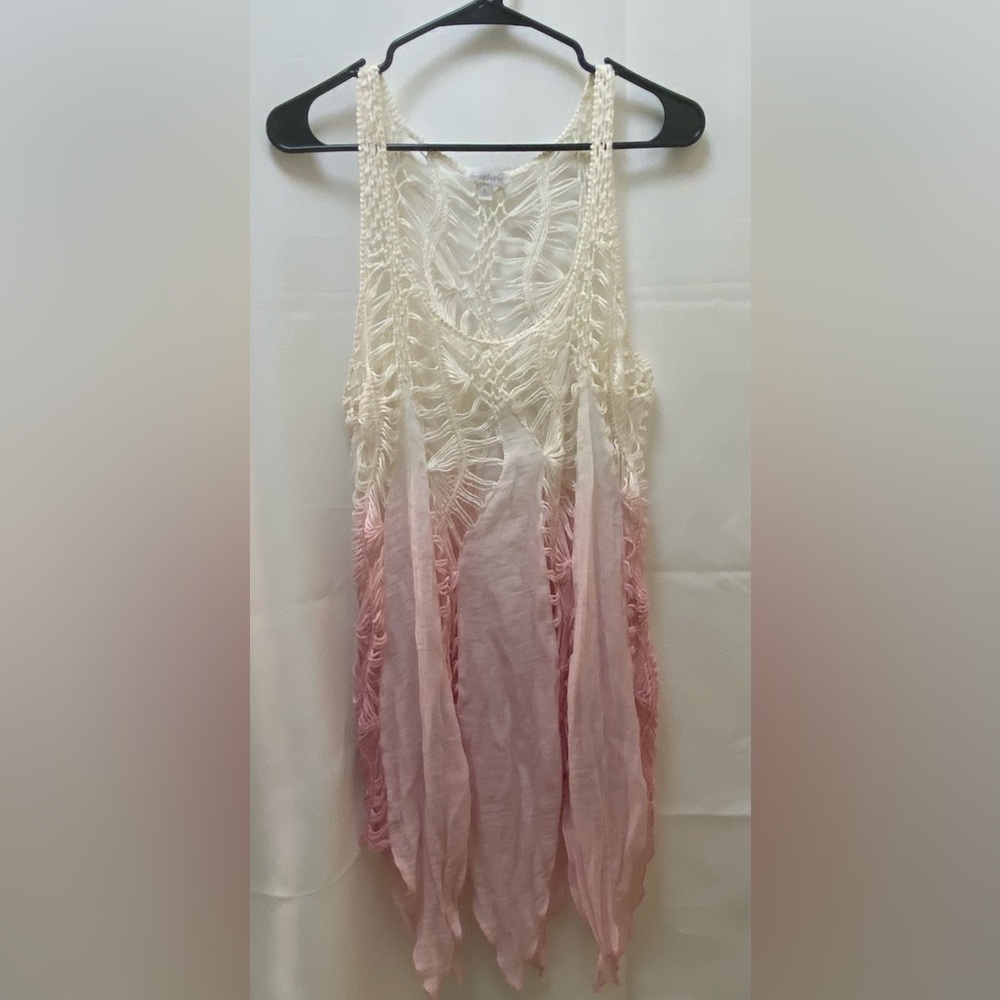 Charming Charlie Cream and Pink Tank Top